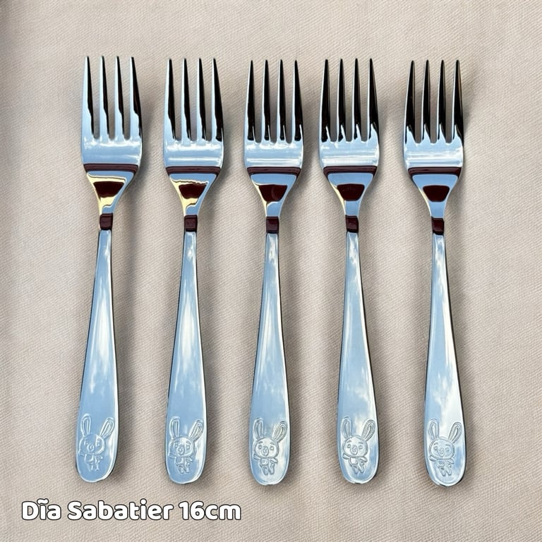 Set 5 thìa/dĩa inox cao cấp cán họa tiết Sabatier 16cm