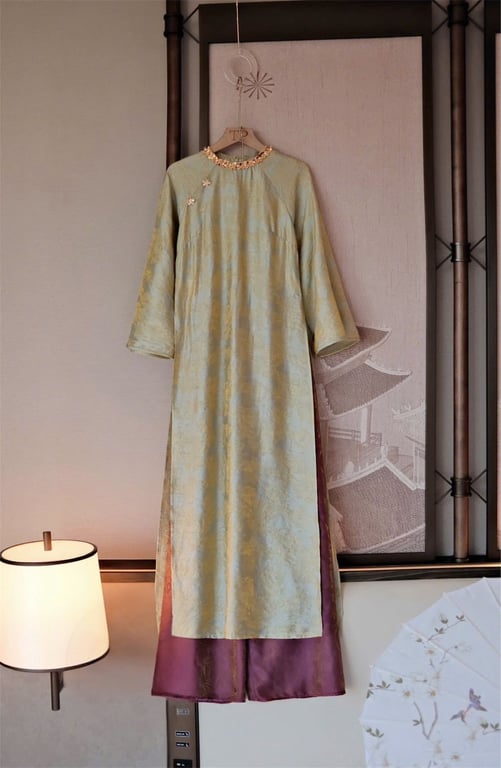 AD gấm tằm cổ tròn xanh(q.ánh) S/M/L