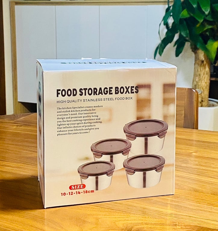 SET 4 HỘP ĐỰNG THỨC ĂN BẰNG INOX 304 CỠ LỚN CÓ NẮP ĐẬY FSB01