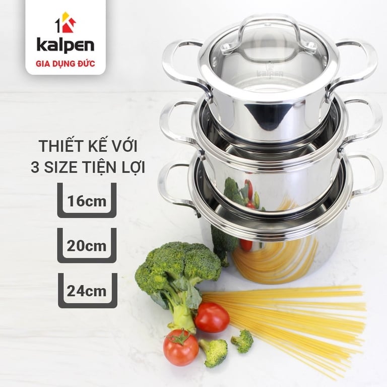 BỘ NỒI INOX 3 LỚP LIỀN KHỐI KALPEN KAZLER KZ1