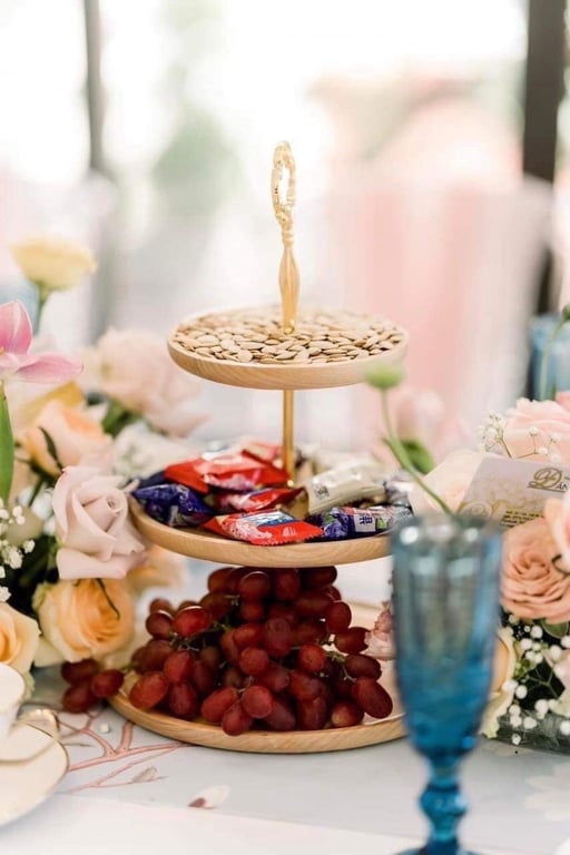 Khay gỗ 3 tầng trang trí Tết