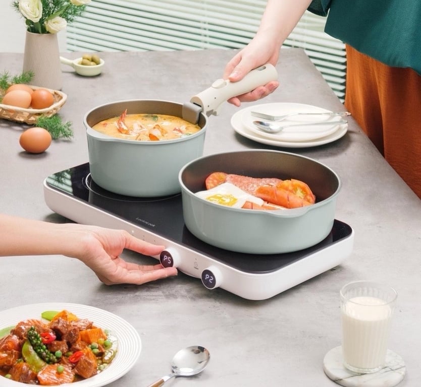 Bếp điện từ đôi LocknLock EJI326WHT màu trắng EJI326WHT