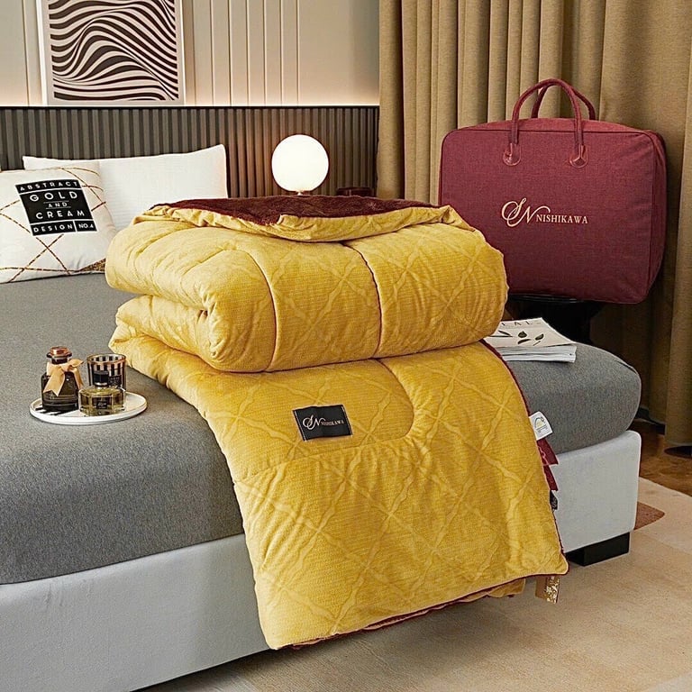 CHĂN LÔNG THỎ NHẬT BẢN NISHIKAWA 2mx 2m3 KÈM TÚI XÁCH DA CAO CẤP #CHT07