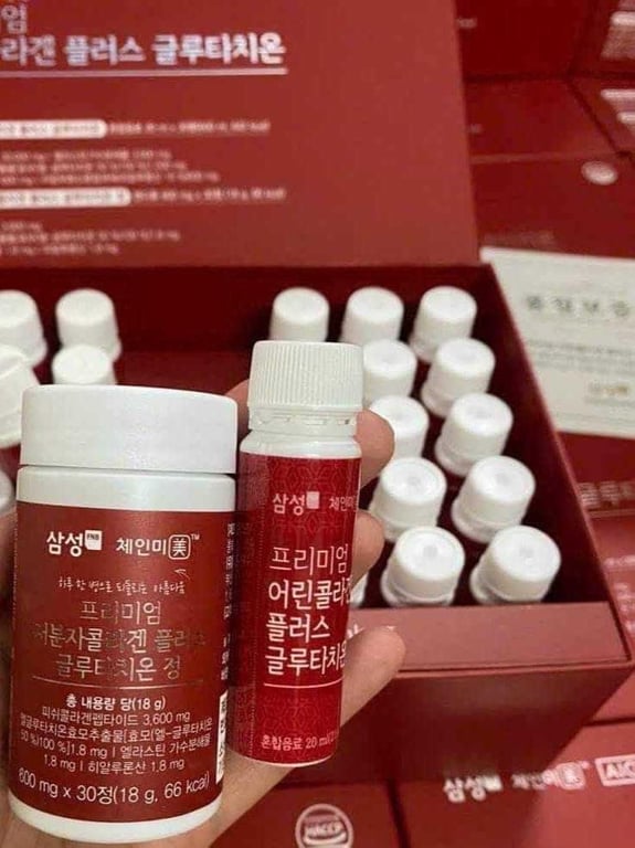 COLLAGEN THUỶ PHÂN  KÈM VIÊN UỐNG TRẮNG DA, CẤP NƯỚC, HUỶ NÁM 2in1 hộp 30 ống