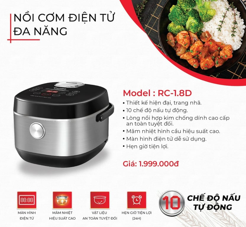 NỒI CƠM ĐIỆN TỬ RAPIDO RC-1.8D