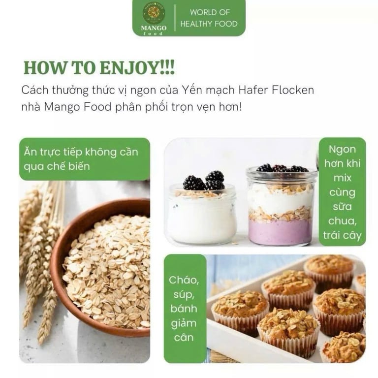 set 3 gói Yến Mạch Đức Cán Dẹp Hafer Flocken 500g