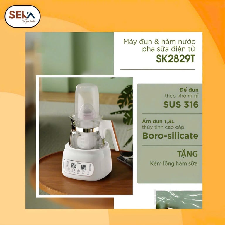 MÁY ĐUN VÀ HÂM NƯỚC PHA SỮA SEKA SK2829T ( Mẫu mới)