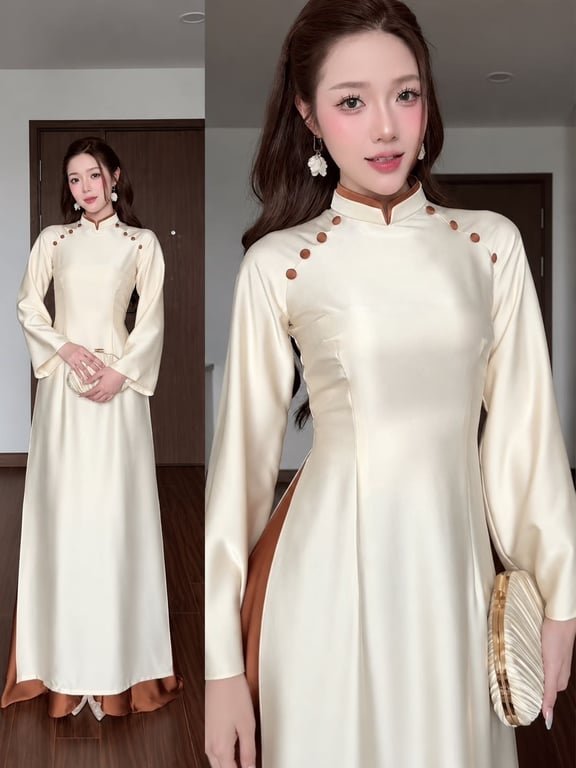 ADTT Trúc Vy kem viền nâu (S->XXL)