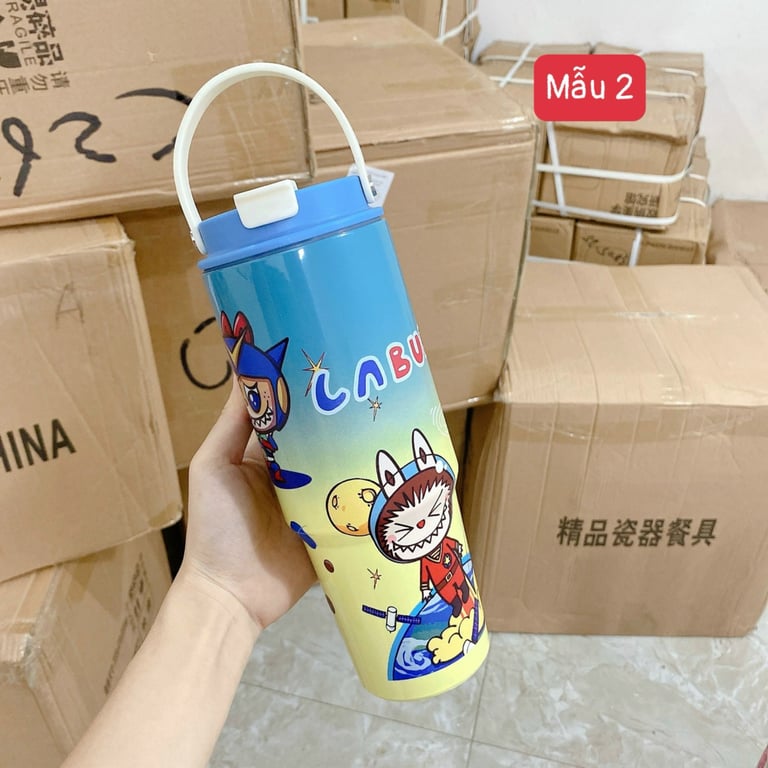 BÌNH GIỮ NHIỆT LABUBU , STITCH , HOẠT HÌNH 900ml xinh xinh yêu yêu