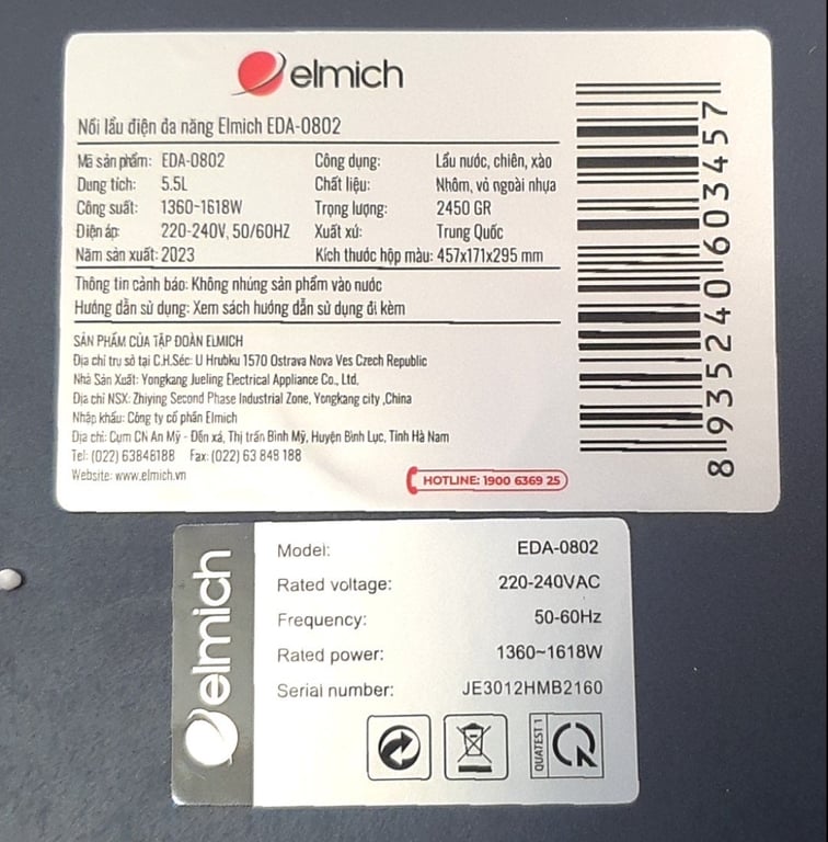 Nồi Lẩu 2 Ngăn Elmich EDA-0802