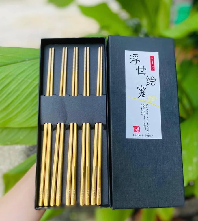 Set 5 đôi đũa inox 304 đặc ruột Japan ST1192