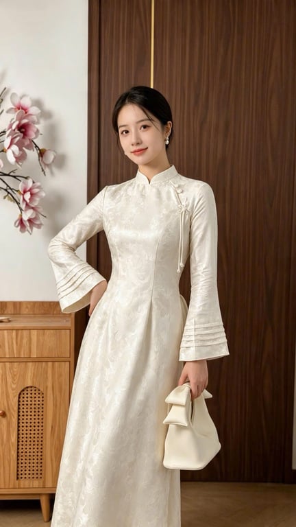 AD gấm Hồng Điệp kem (S->XXL)