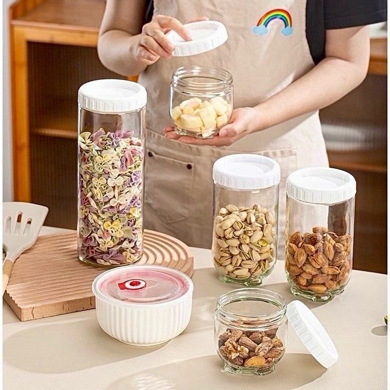 SÉT 5 HỘP ĐỰNG THỰC PHẨM BẰNG THUỶ TINH JINGBOLI SIÊU SỊN