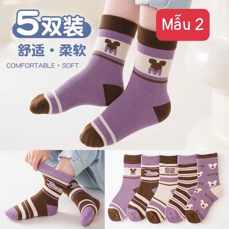 Set 5 tất kháng khuẩn cho bé MC15