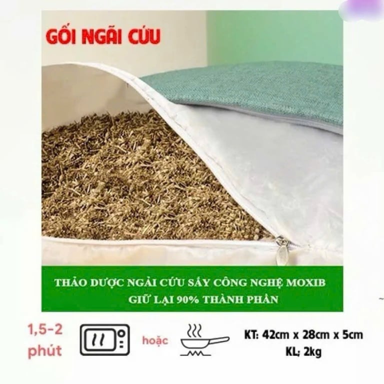 Gối Thảo Dược Ngải Cứu Giúp Ngủ Sâu Giấc - Giảm Đau Mỏi Vay Gáy