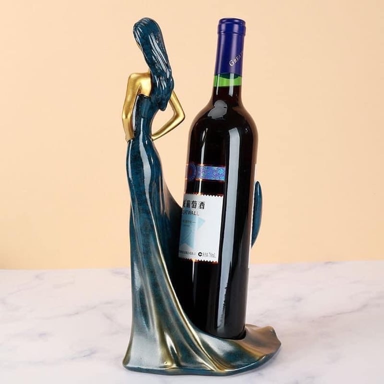 Giá đỡ rượu vang hình cô gái, màu Xanh, Đỏ
