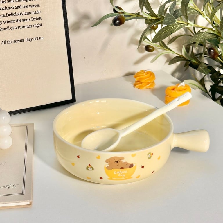 SET BÁT SỨ 3 MÓN HOẠ TIẾT CHÓ BÔNG XÙ ĐÁNG YÊU