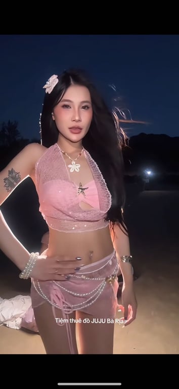 Set bikini 4 món kim sa hồng