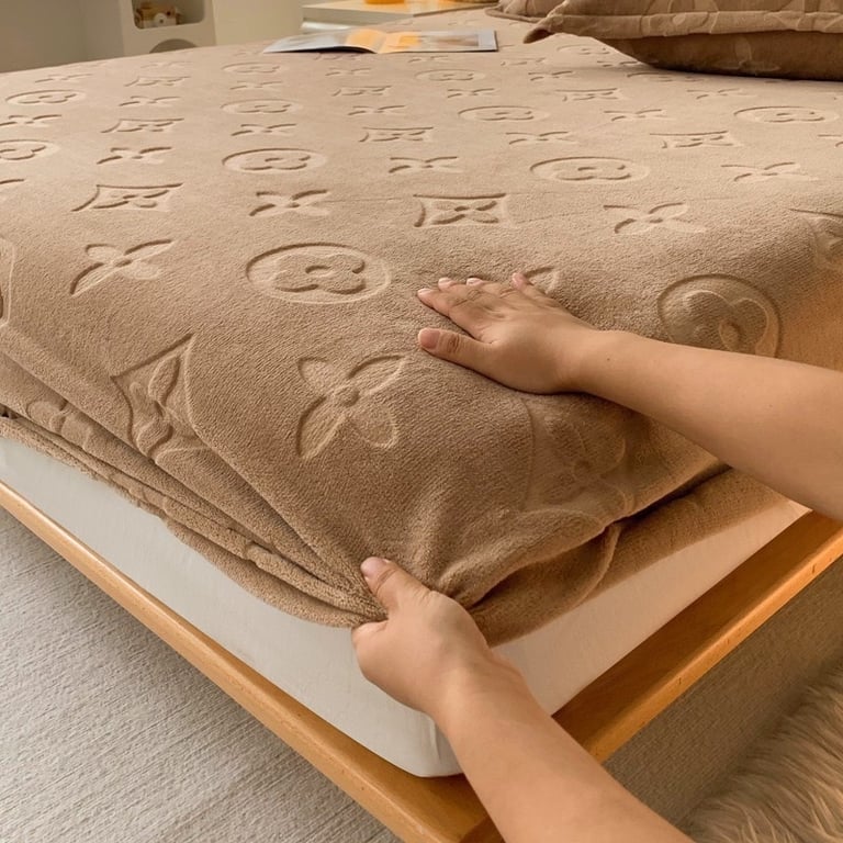 Set ga gối nỉ thương hiệu LV 1.6m-1.8m-2m