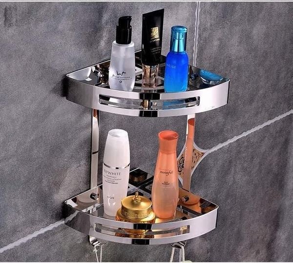 KỆ GÓC CAO CẤP INOX 304 GI-HOME E02 2 TẦNG - (KÈM ỐC VÍT ĐỂ KHOAN)