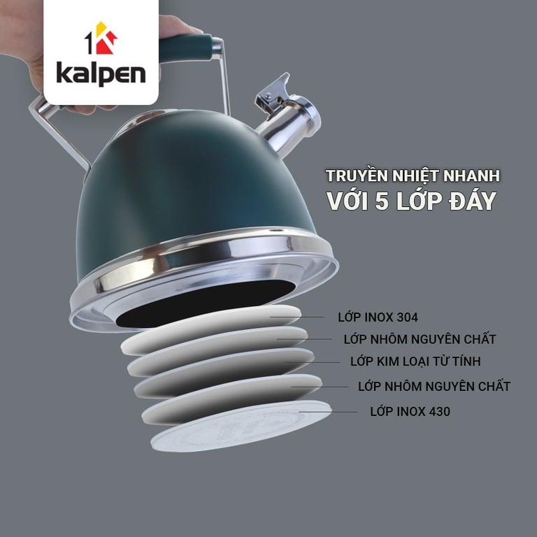 ẤM ĐUN NƯỚC INOX CAO CẤP KALPEN KK02 DUNG TÍCH 2,5L