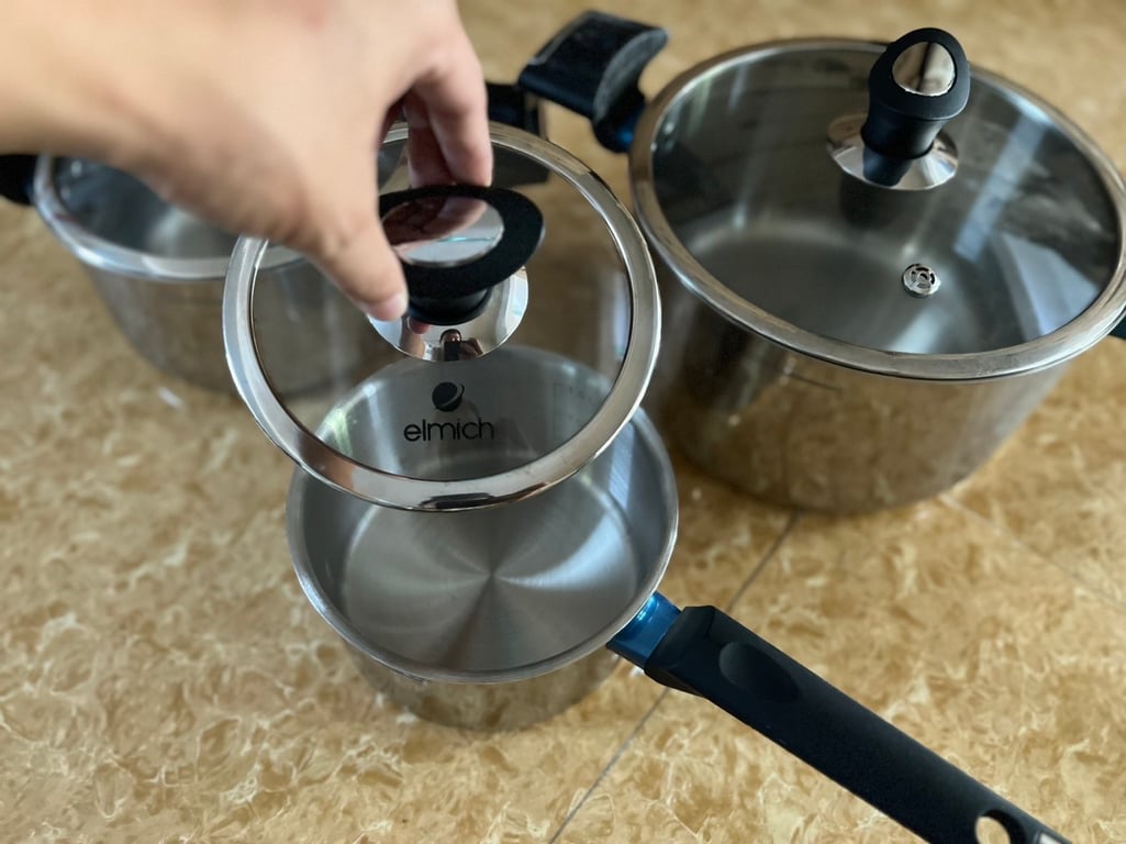 Bộ nồi inox 3lớp cao cấp đáy liền elmich trimax xp el- 3755 size 16-20-24cm