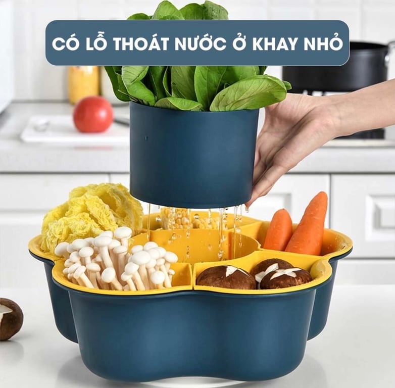 KHAY ĐỰNG ĐỒ ĂN LẨU  7 NGĂN CÓ ĐẾ XOAY 360 độ