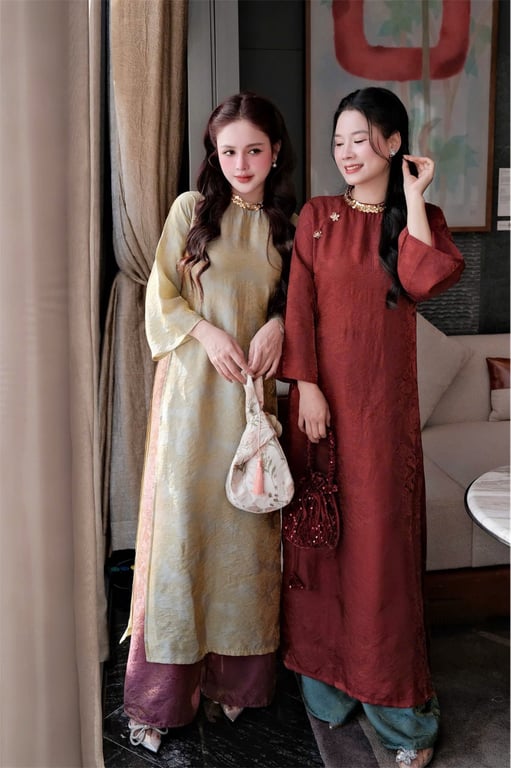 AD gấm tằm cổ tròn xanh(q.ánh) S/M/L