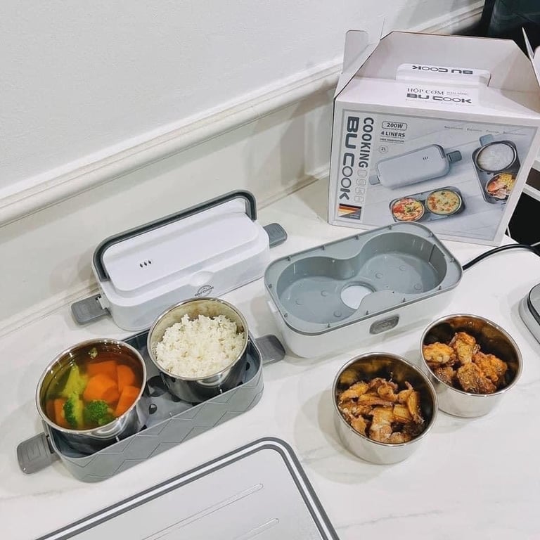 Hộp cơm cắm điện đa năng BUCOOK 2 TẦNG 4 NGĂN
