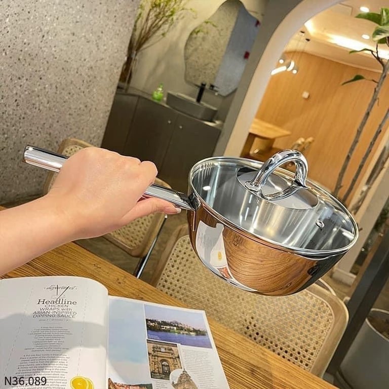 QUÁNH INOX LIỀN KHỐI CHOCKMEN 20cm CÓ NẮP CKM46