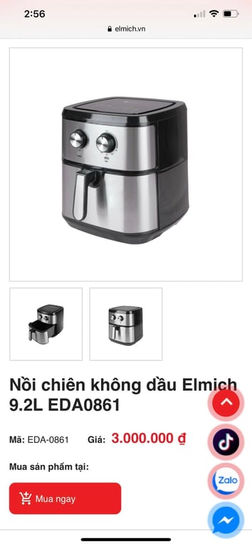 NỒI CHIÊN KO DẦU ELMICH 9.2 lít