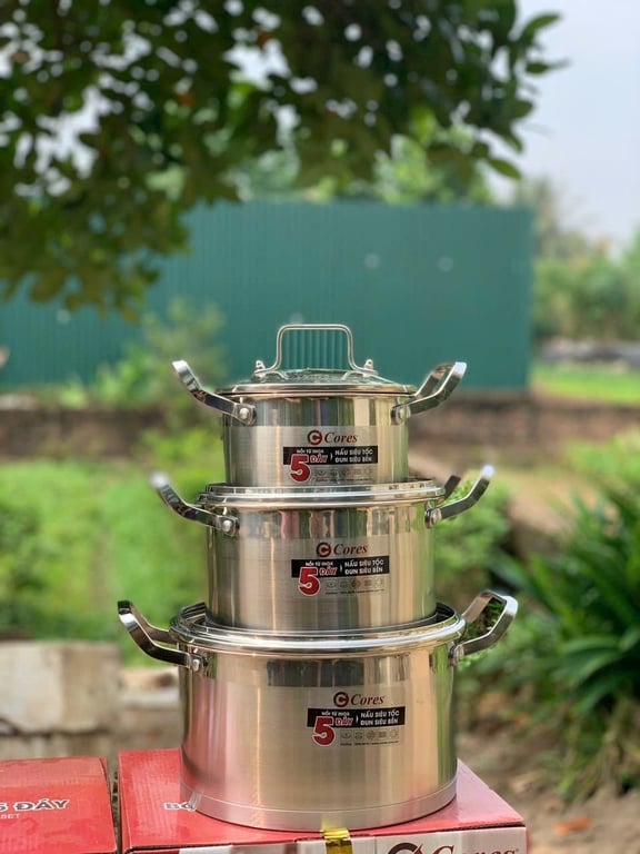 Bộ Nồi INOX 3 Món Đáy 5 Lớp Cores HS35-IP02 Chính Hãng