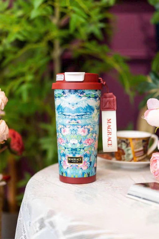 😍cốc giữ nhiệt Magrace Paris kèm ống hút với dung tích 500ml