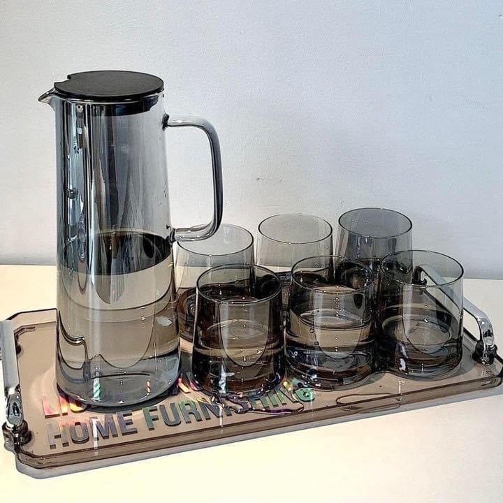 Set bình cốc khay đen