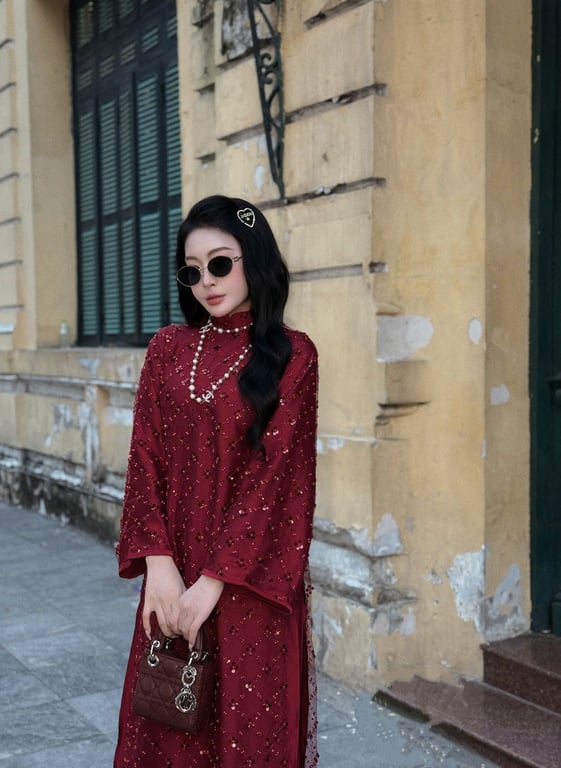 AD kim sa kết ngọc caro đỏ S/M/L