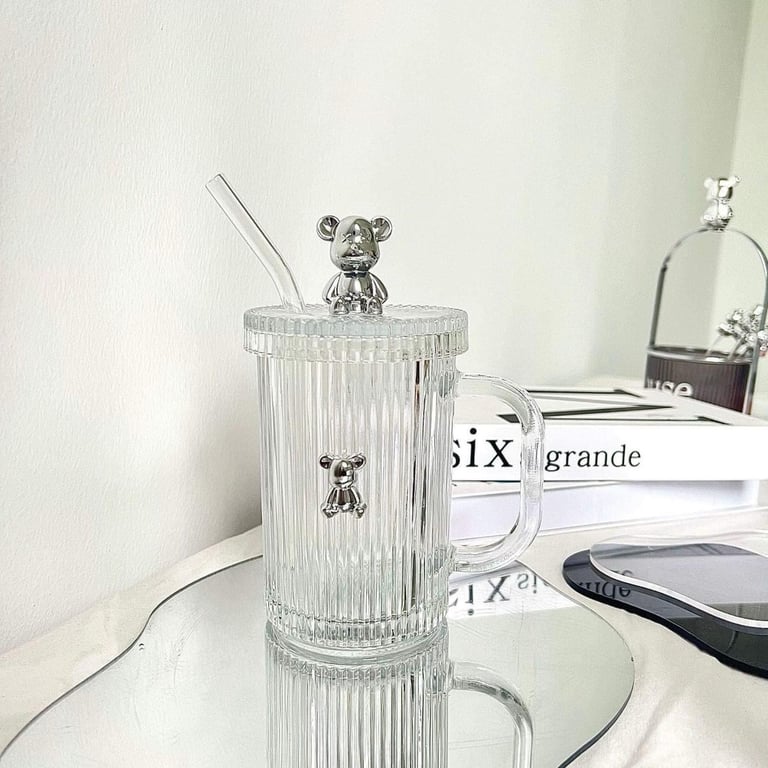 set 2 Cốc thủy tinh nắp gấu siêu xuynhhhh