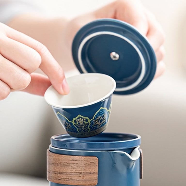 🍂 BỘ HỘP TRÀ SỨ KÈM TÚI DA CAO CẤP DẠNG HỘP phong cách Nhật Bản (có 2 loại: set 11 món và set 6 món)