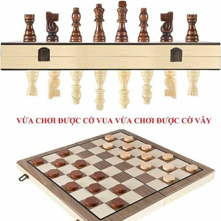 BỘ CỜ VUA XUẤT MỸ GỖ SỒI - CÓ HÚT NAM CHÂM SIZE M 39cm x 39cm