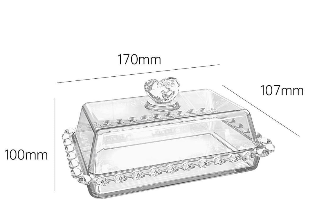 Khay thủy tinh kèm nắp đựng bơ, bánh trái, hoa quả...