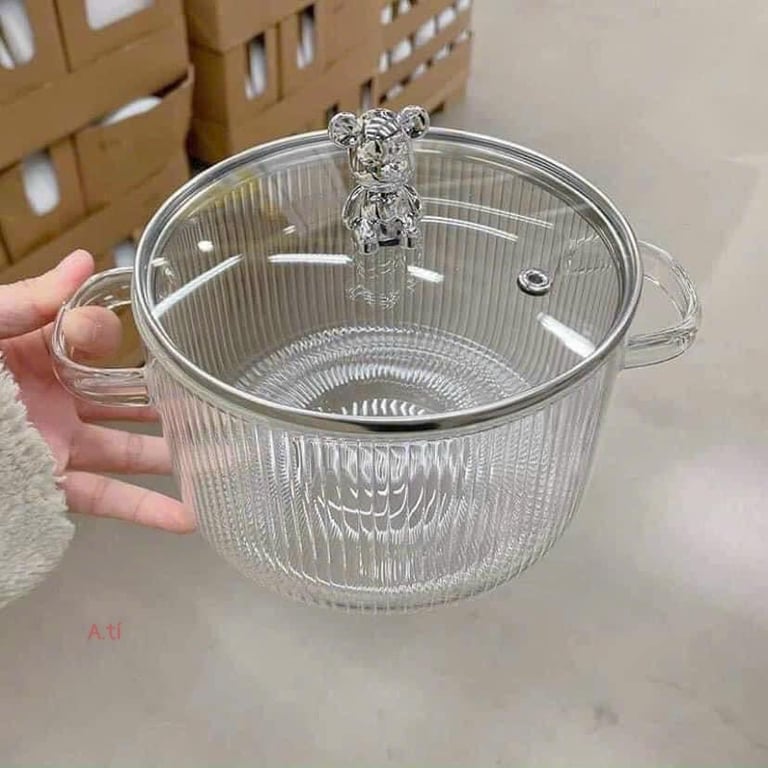 nồi thuỷ tinh  nắp gấu 16cm -1.5lit