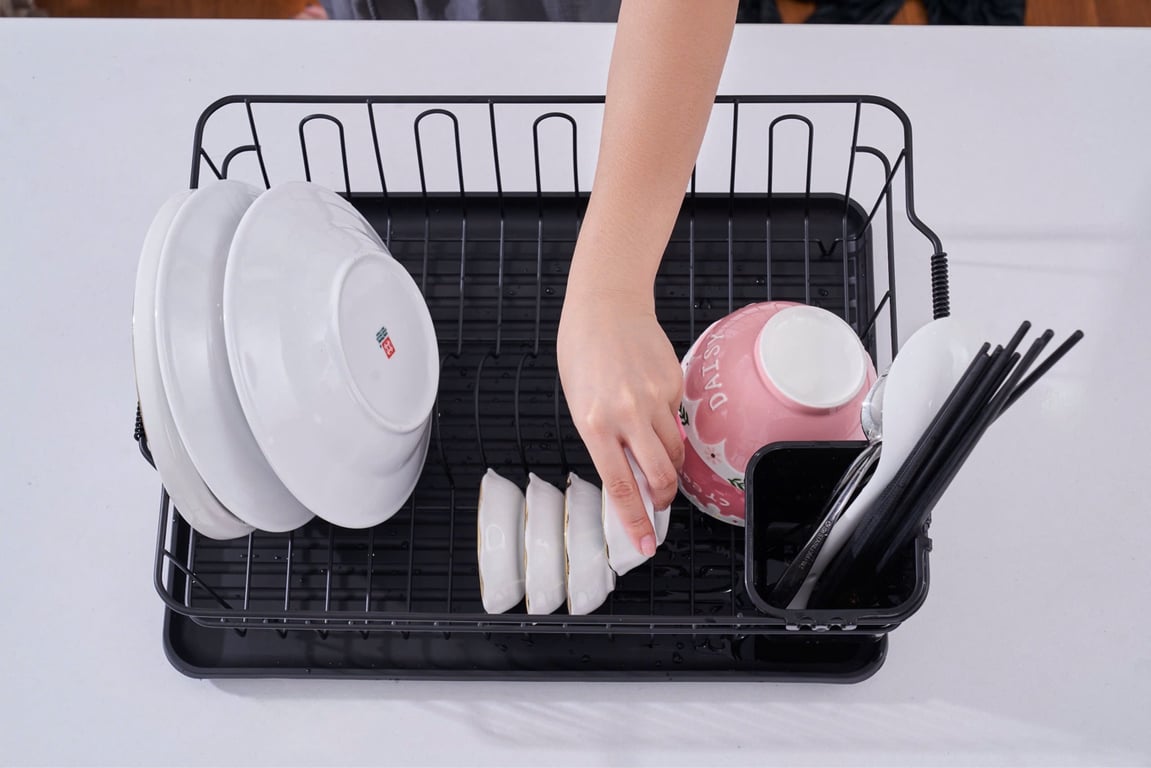 Giá đựng chén bát 1 tầng có khay hứng Kaiyo