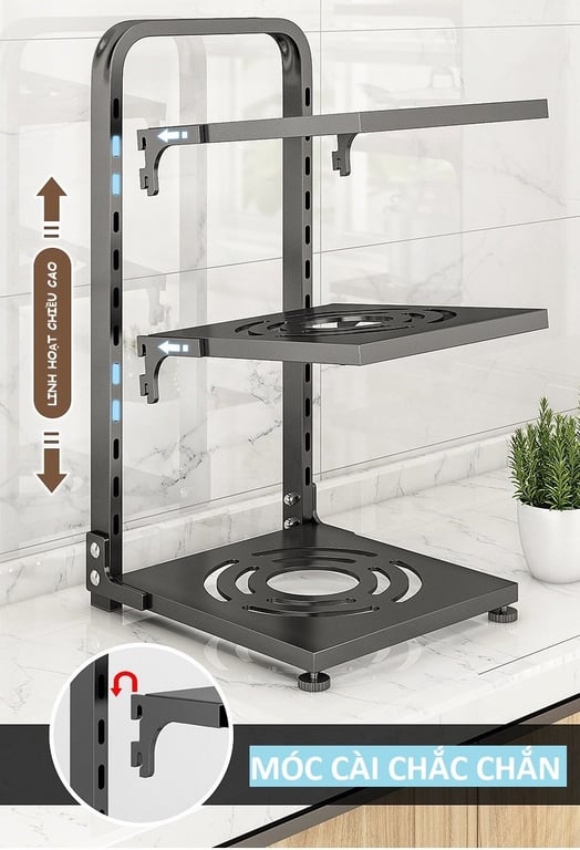 Kệ để xoong nồi nhiều tầng, kệ để đồ gầm bếp và tủ bếp tiện lợi loại 2 tầng- 3 tầng #HK01