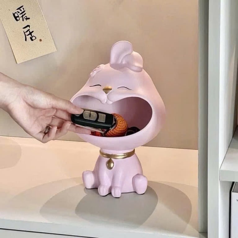 Thỏ CƯỜI ĐỂ BÀN ĐỰNG ĐỒ DÙNG, BÁNH KẸO, TRANG TRÍ