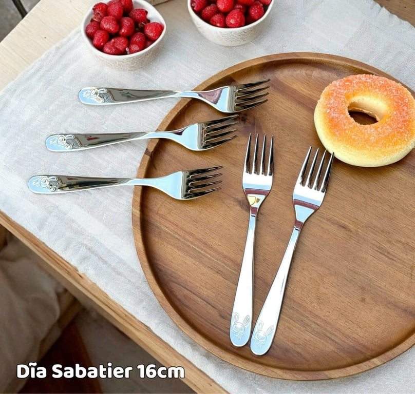 Set 5 thìa/dĩa inox cao cấp cán họa tiết Sabatier 16cm