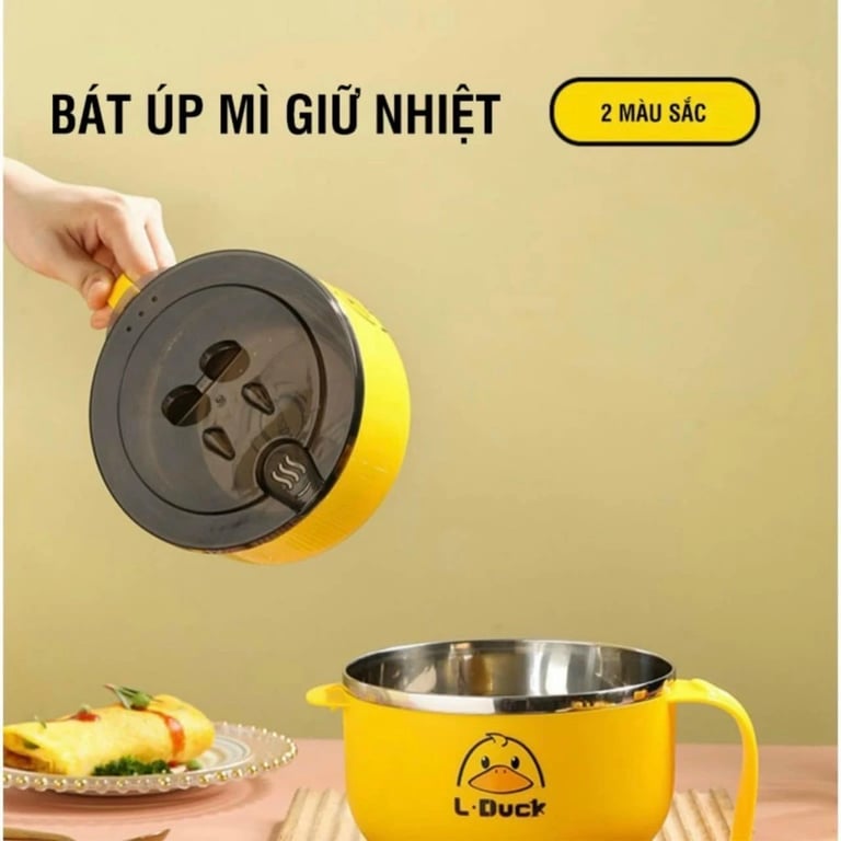 Tô mì inox có nắp vịt vàng 15cm