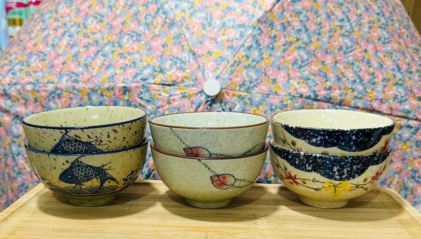 Set 6 bát cơm mẫu hoa văn cổ