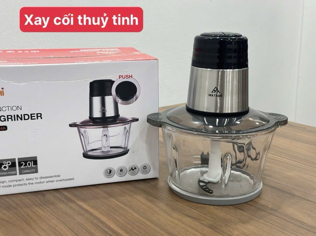 MÁY XAY THỊT ĐA NĂNG HOLTAHSHI – CỐI THỦY TINH VÀ INOX 2.0L