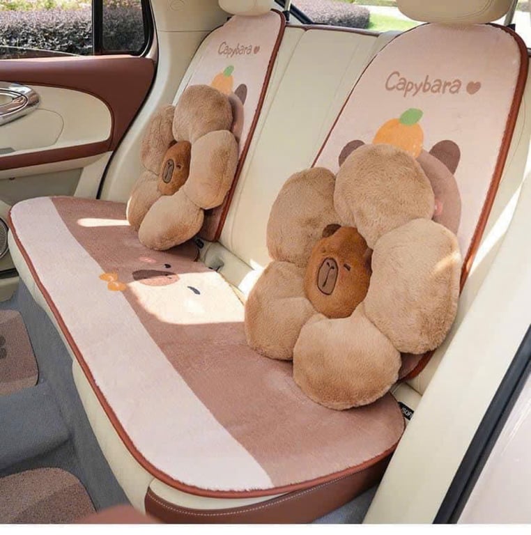 Đệm lông thỏ hoa hình mặt Capybara cute