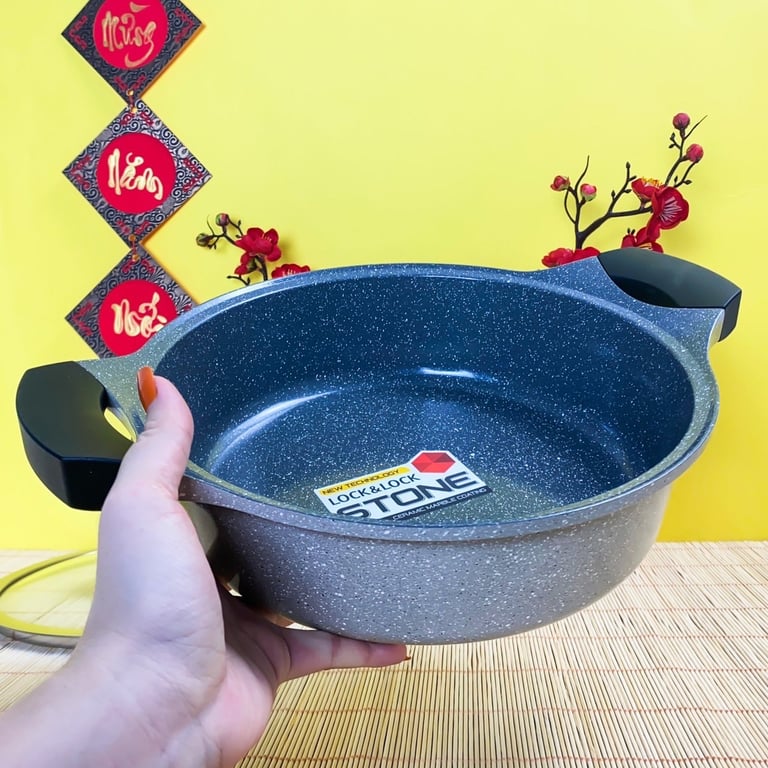 Nồi Lock đá 7 lớp Stone phi 24cm Lca6242 thành thấp