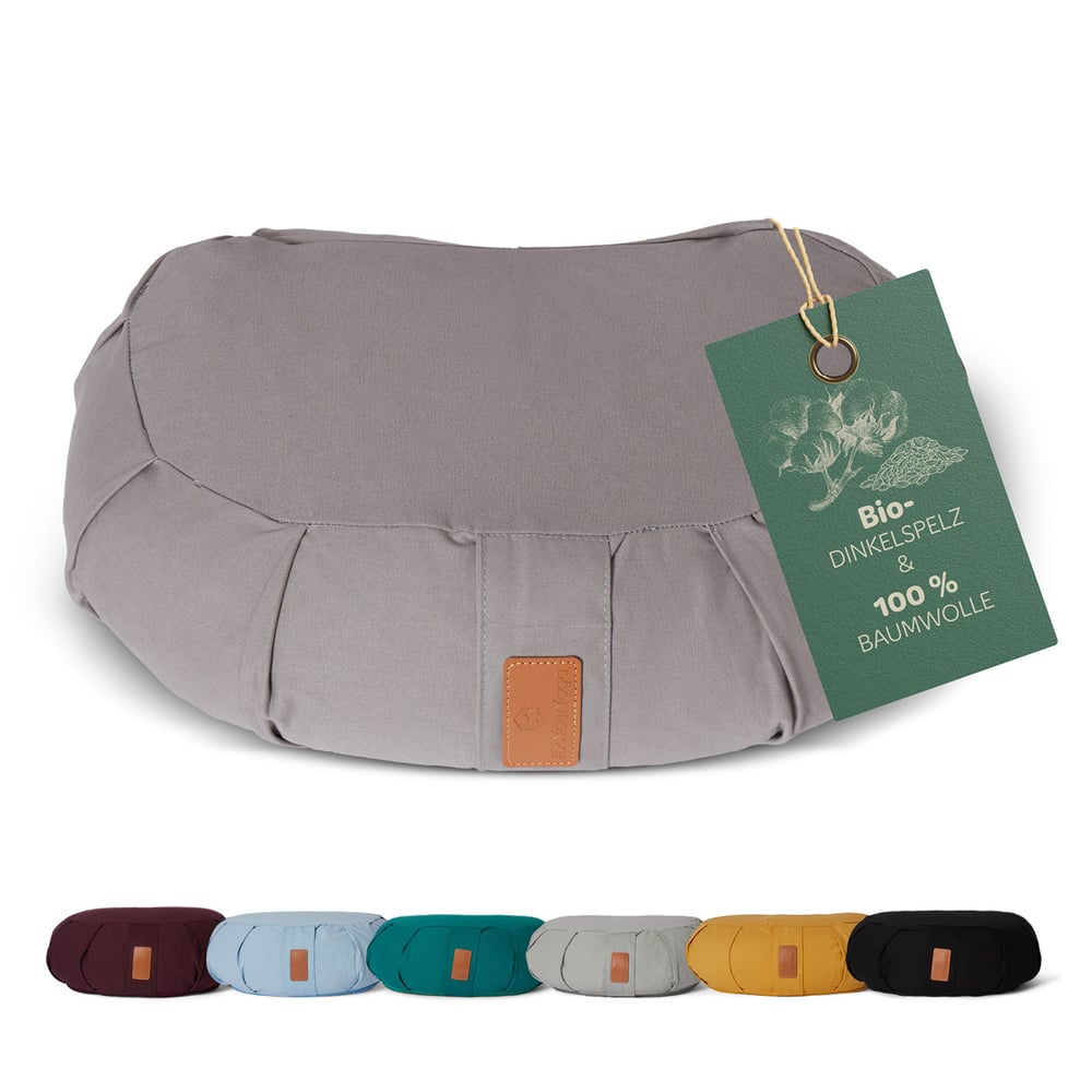 Yogakissen Halbmond Kissen mit Bio Dinkelspelz Füllung Yoga Sitzkisssen waschbar